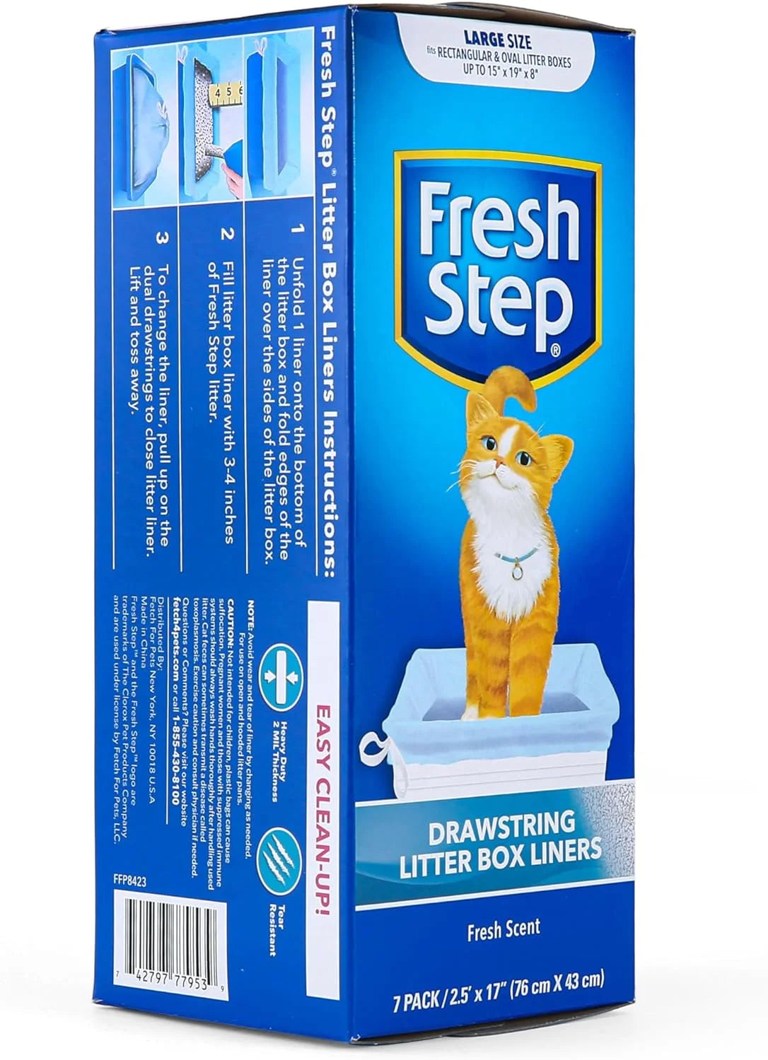 Drawstring Litter Box Liners Scented, Large Size, 30" X 17" - 7 Count