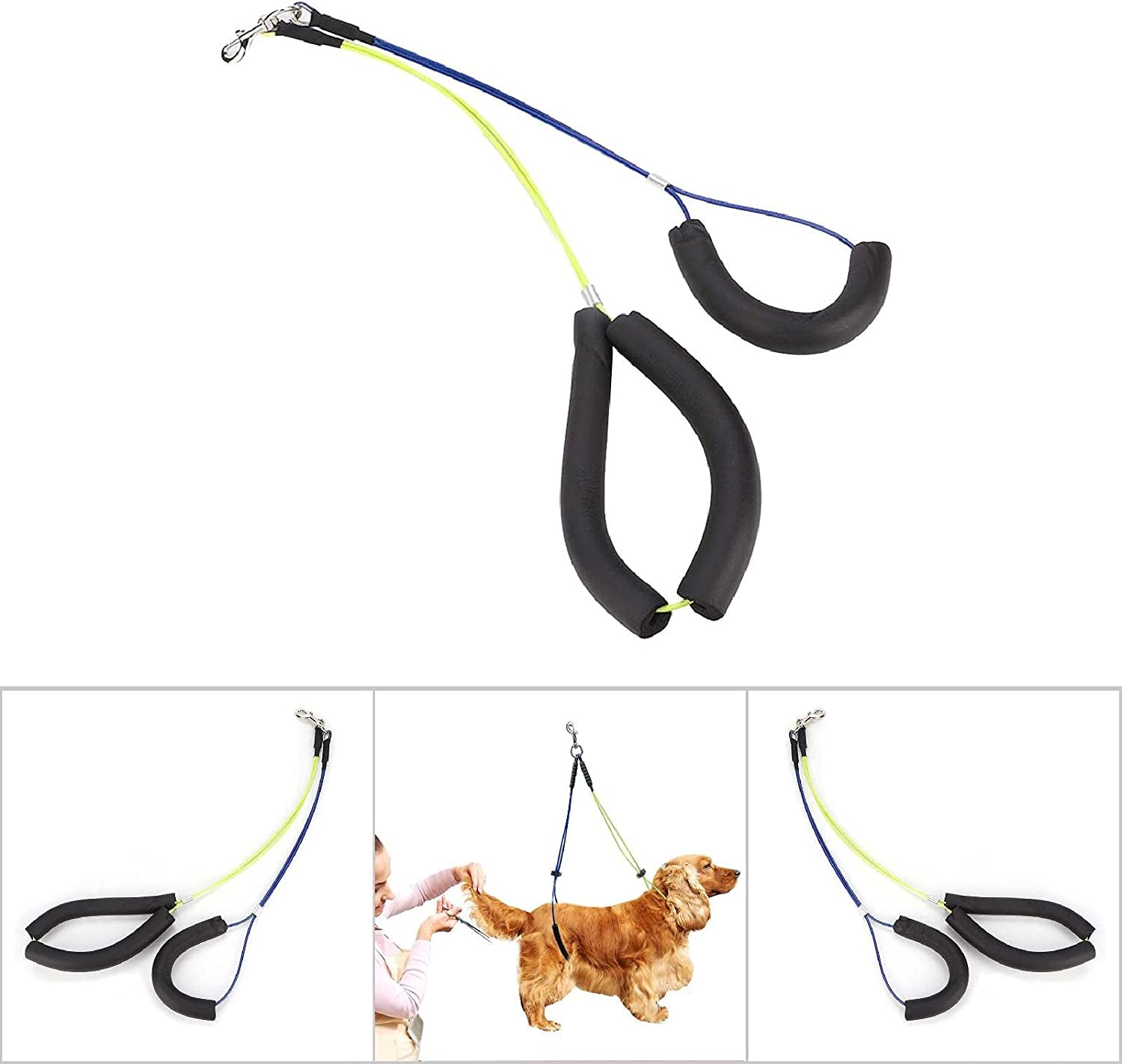 Oumefar Adjustable Pet Grooming Leash No-Sit Haunch Holder Restraint Wash Choker Dogs Cats Grooming Table Arm(Yellow+Green)