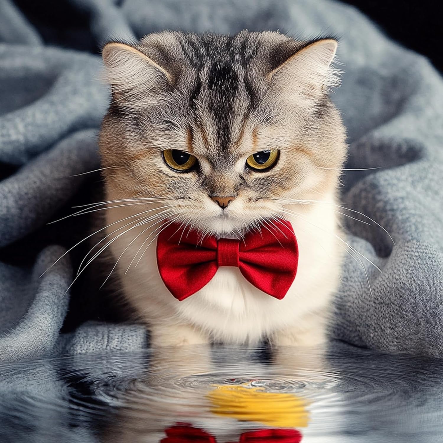 ZTON Handcrafted Adjustable Formal Pet Bowtie Collar Neck Tie for Dogs & Cats (S, Red)