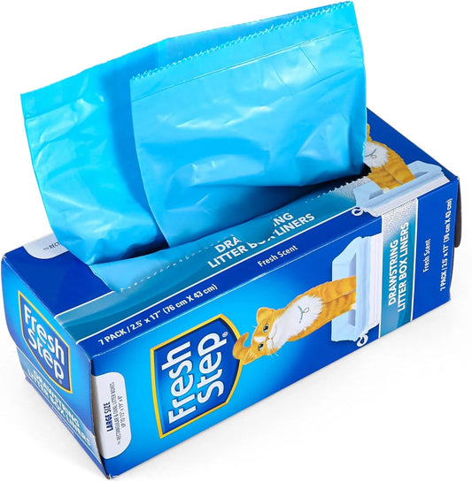 Drawstring Litter Box Liners Scented, Large Size, 30" X 17" - 7 Count