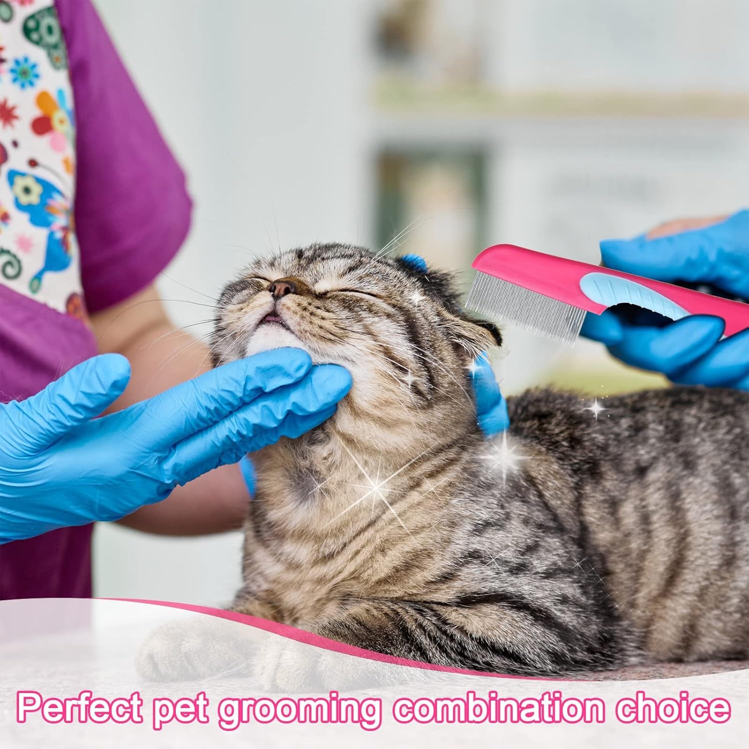 12 Pieces Rabbit Grooming Kit Nail Clipper and Trimmer Pet Hair Remover Long and Short Comb Tear Stain Remover Comb Small Animal Massage Brush Double-Sided Comb Toothbrush for Rabbit Hamster (Pink)