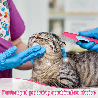 12 Pieces Rabbit Grooming Kit Nail Clipper and Trimmer Pet Hair Remover Long and Short Comb Tear Stain Remover Comb Small Animal Massage Brush Double-Sided Comb Toothbrush for Rabbit Hamster (Pink)