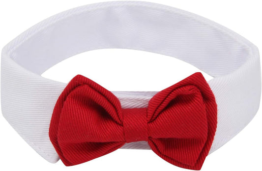 ZTON Handcrafted Adjustable Formal Pet Bowtie Collar Neck Tie for Dogs & Cats (S, Red)