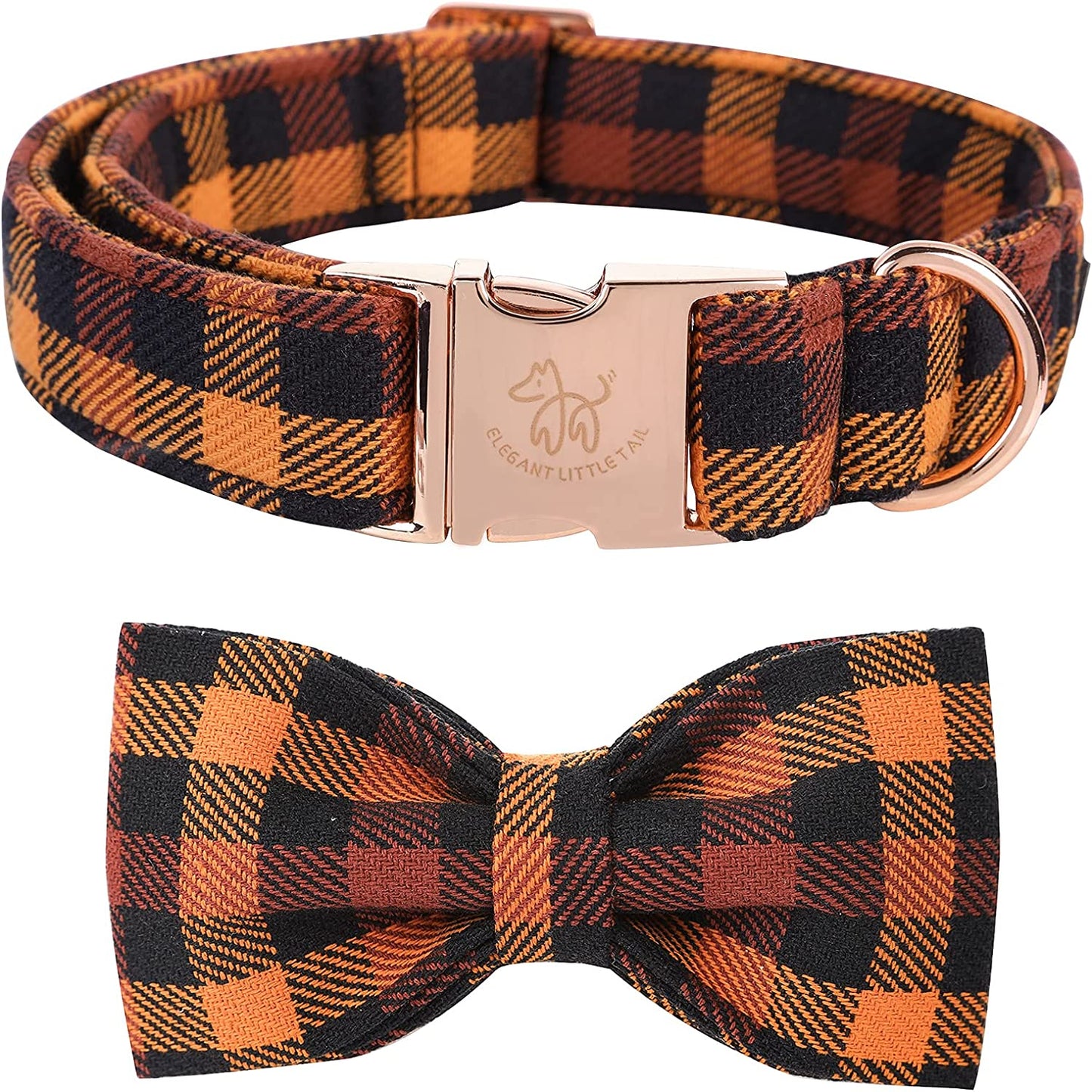 Elegant Little Tail Dog Collar with Bow, Bowtie Dog Collar, Adjustable Fall Dog Collars for Small Medium Large Dogs and Cats