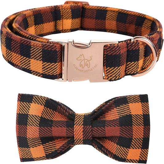 Elegant Little Tail Dog Collar with Bow, Bowtie Dog Collar, Adjustable Fall Dog Collars for Small Medium Large Dogs and Cats