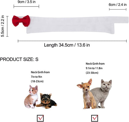ZTON Handcrafted Adjustable Formal Pet Bowtie Collar Neck Tie for Dogs & Cats (S, Red)