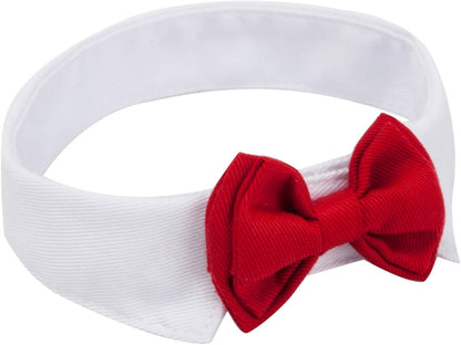 ZTON Handcrafted Adjustable Formal Pet Bowtie Collar Neck Tie for Dogs & Cats (S, Red)