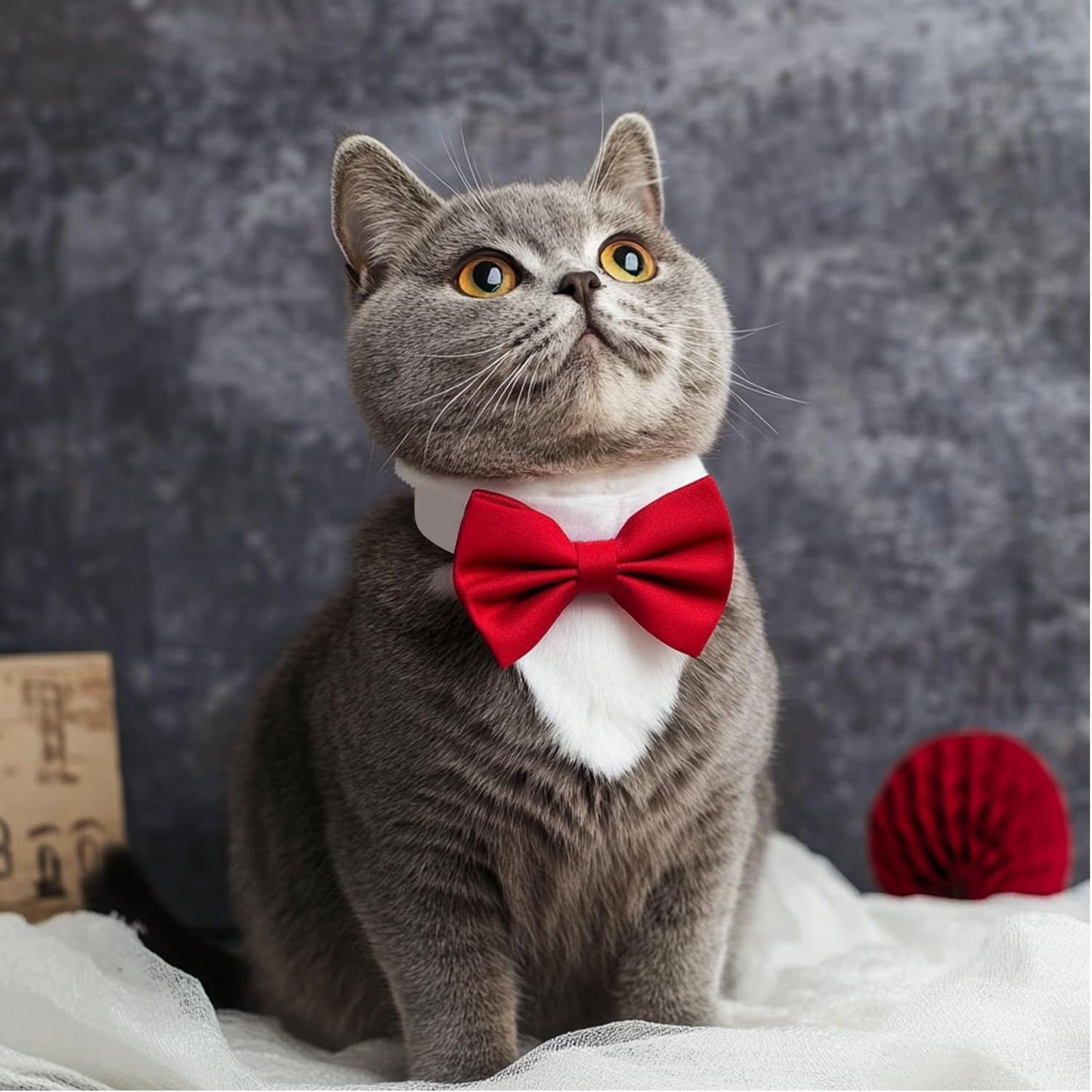 ZTON Handcrafted Adjustable Formal Pet Bowtie Collar Neck Tie for Dogs & Cats (S, Red)